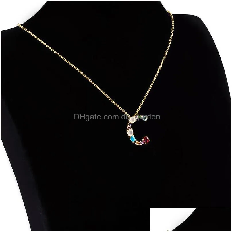 Pendant Necklaces A-Z 26 Intial Letter Pendant Necklace Colorf Alphabet Copper Inlaid Zircon Party Jewelry Gifts For Drop De Dhgarden Dhmnj