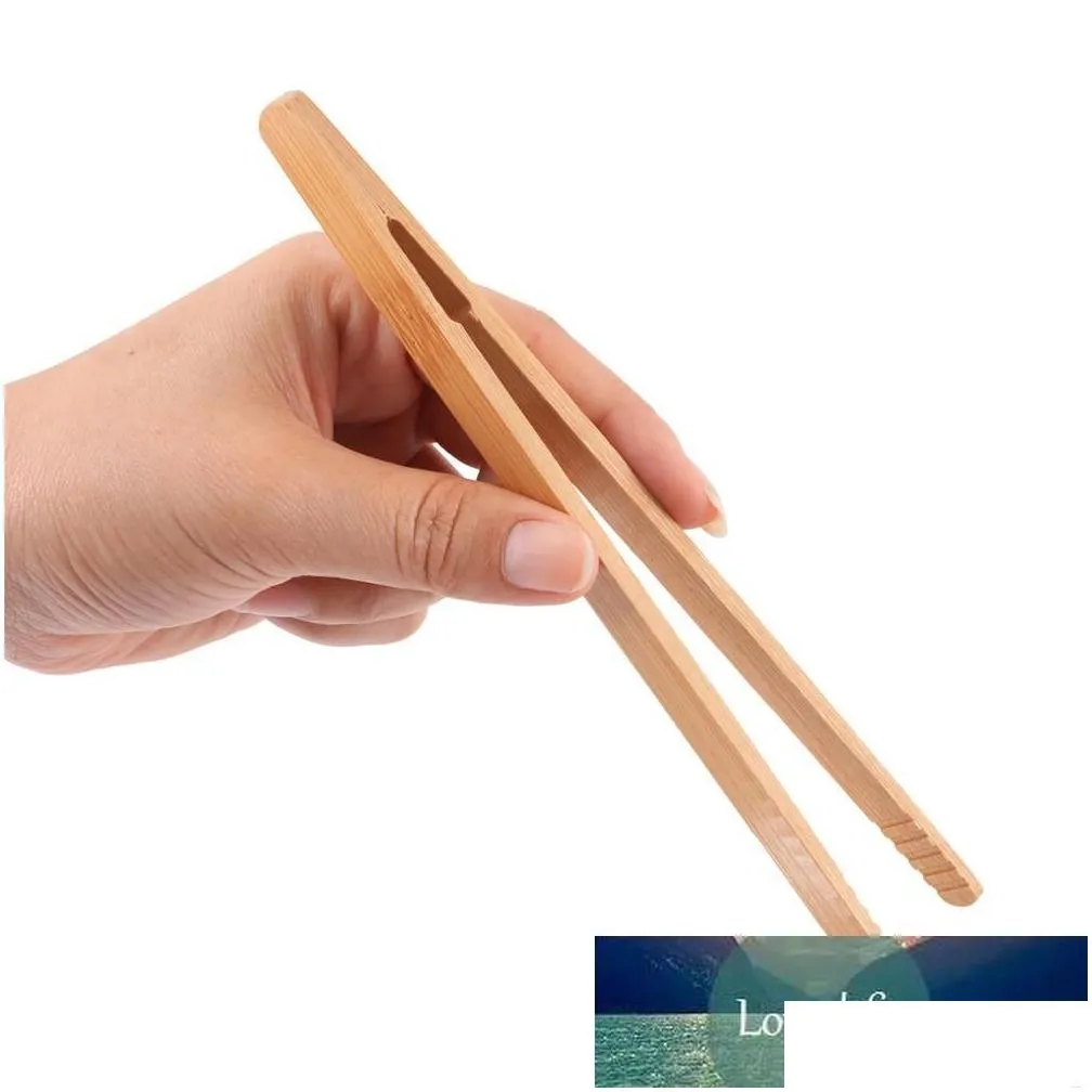 Coffee & Tea Tools 2Pcs Bamboo Teaware Tea Clips Wood Toast Tong Wooden Toaster Bagel Bacon Squeezer Sugar Ice Tongs 18Cm Drop Deliver Dhaje