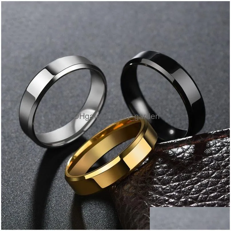 Cluster Rings New Arrival 4Mm Gold Sier Black Tungsten Stainless Steel Rings For Women Men Simple Glossy Engagement Fashion Dhgarden Dhhxb