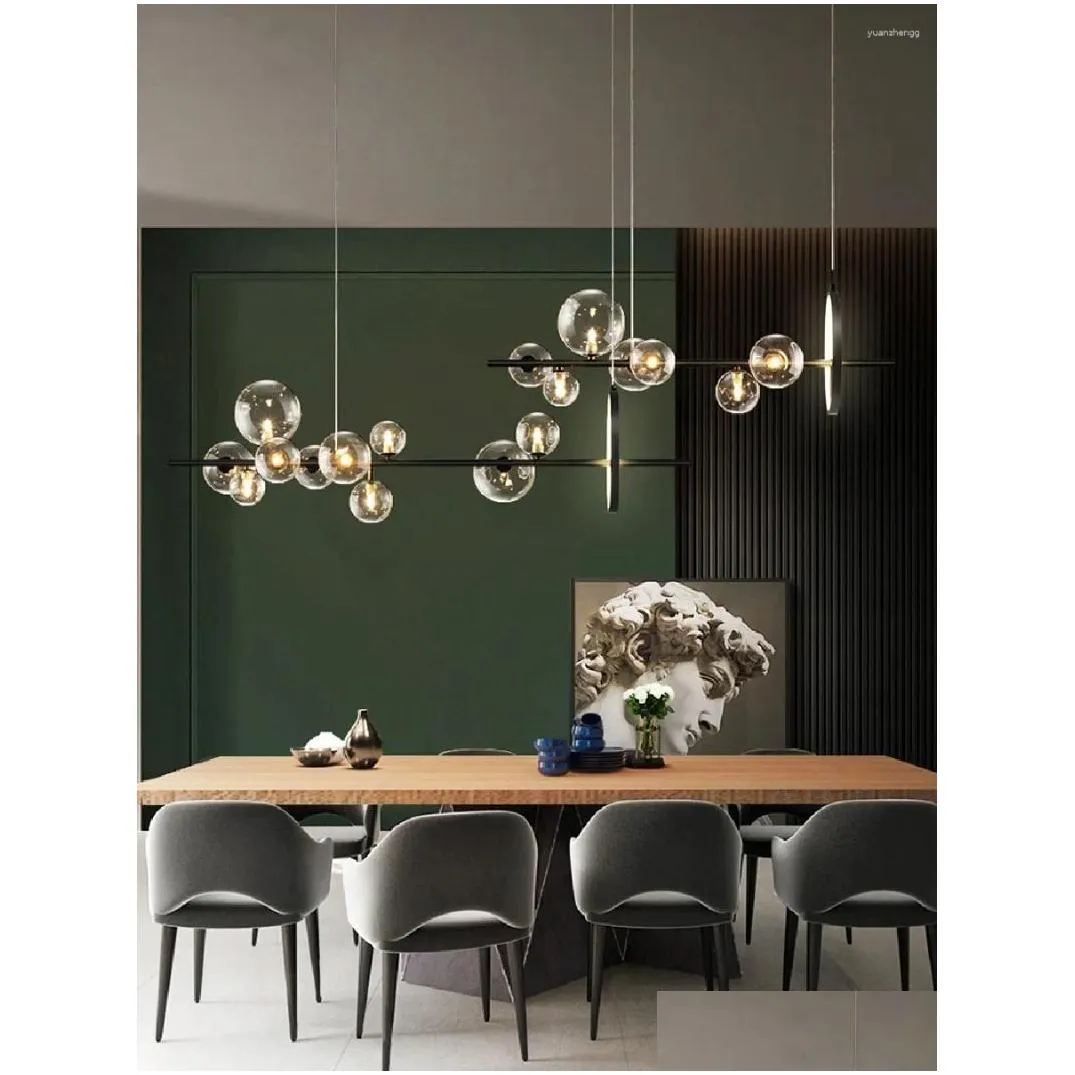 Chandeliers Modern Led Novelty Glass Bubble Chandelier Nordic Dining Room Lamp Office Lighting Kitchen Island Home Decoration Hanging Dhuyf