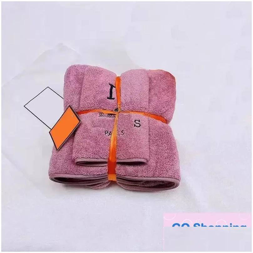 Towel Luxury Bath Set Coral Veet Designer Letter Face Absorbent European And American Drop Delivery Home Garden Home Textiles Dhale