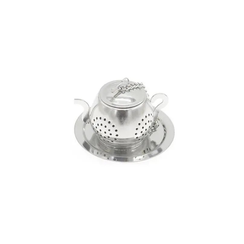 Tea Strainers Stainless Steel Teapot Shape Tea Infuser Spice Flower Strainer Herbal Filter Kitchen Teaware Accessories Ball Teesieb Dr Dhdtu