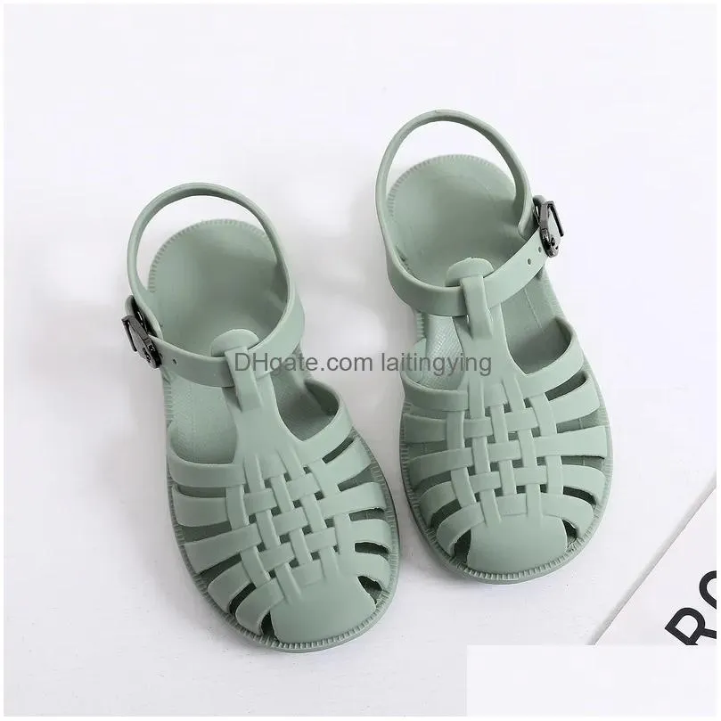 sandal bayi gladiator sepatu roma berongga kasual bersirkulasi anakanak musim panas pvc anak perempuan pantai 220611