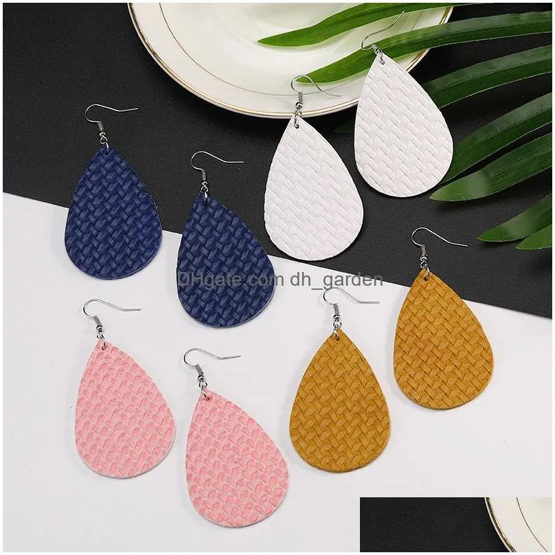 Dangle & Chandelier Pu Leather Teardrop Statement Earrings For Women Girl Double Side Drop Dangle Fashion Designer Jewelry Dhgarden Dhxhp