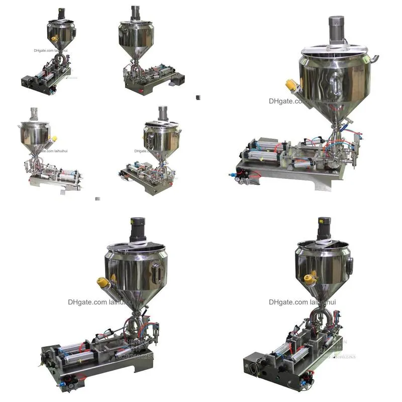 pneumatic tools double head heating and mixing filling machine semi-automatic piston filler for paste material bottling equipment