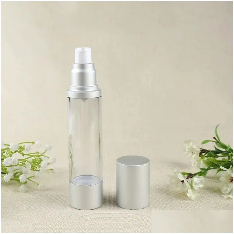 Packing Bottles Wholesale 15 30 50 Ml Airless Pump Bottle Refillable Cosmetic Container Makeup Foundations And Serums Lightweight Leak Dh0Ig