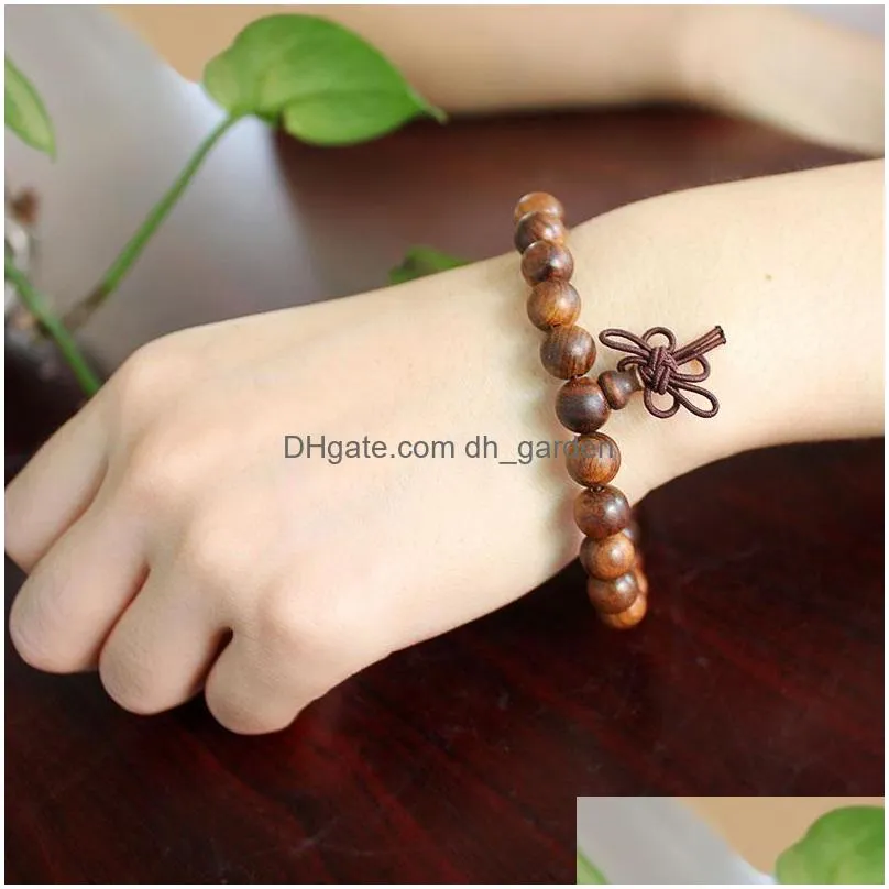 Beaded Handmade 6Mm 8Mm Wood Braided Beads Bracelet For Women Men Boho Ethnic Elastic Pray Fashion Jewelry Drop Delivery Jew Dhgarden Dhvgm