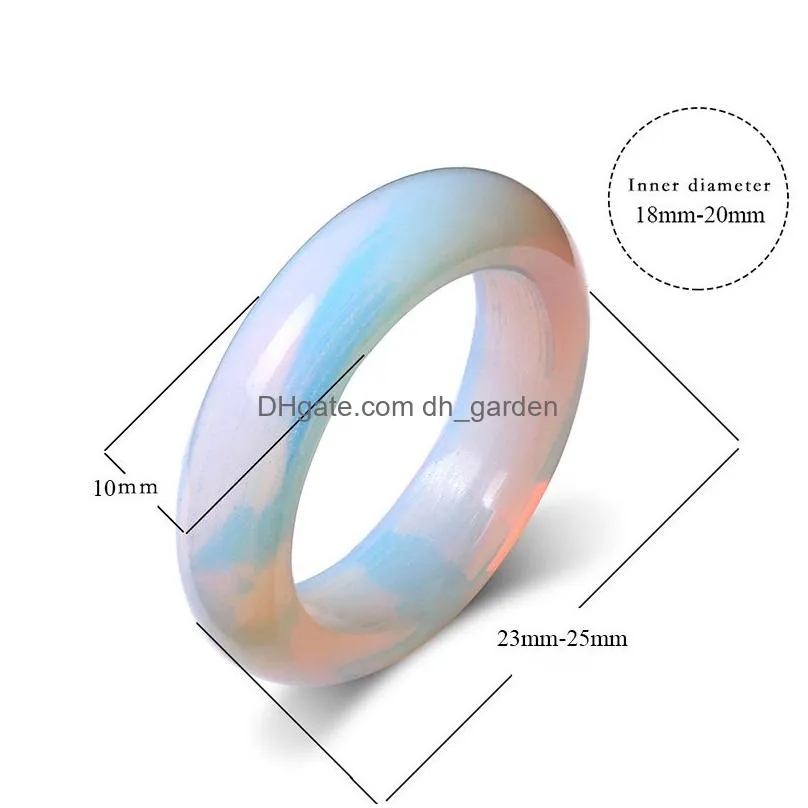 Band Rings Newest Big 5Mm White Clear Opal Ring Wedding Engagement Rings Simple Finger Smooth Round Natural Stone For Women Dhgarden Dhsjy