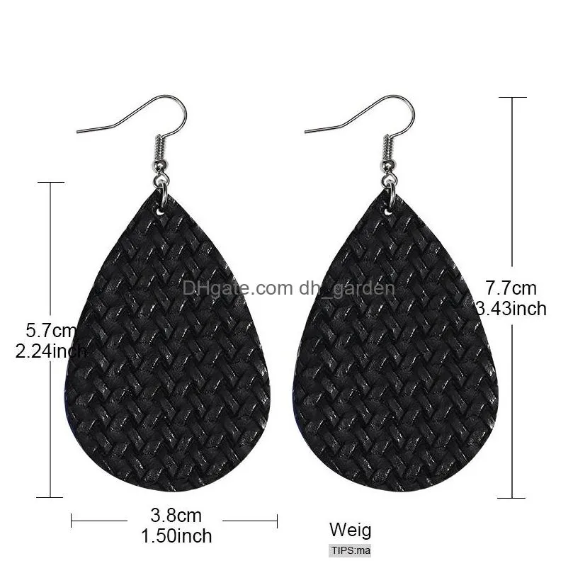 Dangle & Chandelier Pu Leather Teardrop Statement Earrings For Women Girl Double Side Drop Dangle Fashion Designer Jewelry Dhgarden Dhxhp