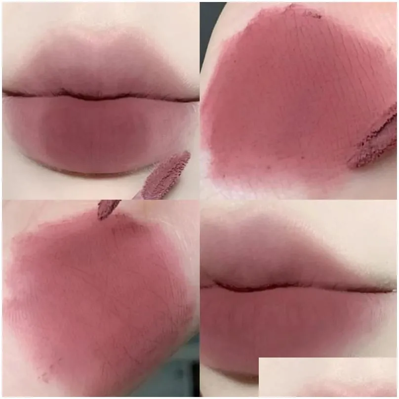 lip gloss glaze 6 color brown pink matte liquid lipstick cute strawberry waterproof velvet nude red mud cheek rouge tint cosmetics