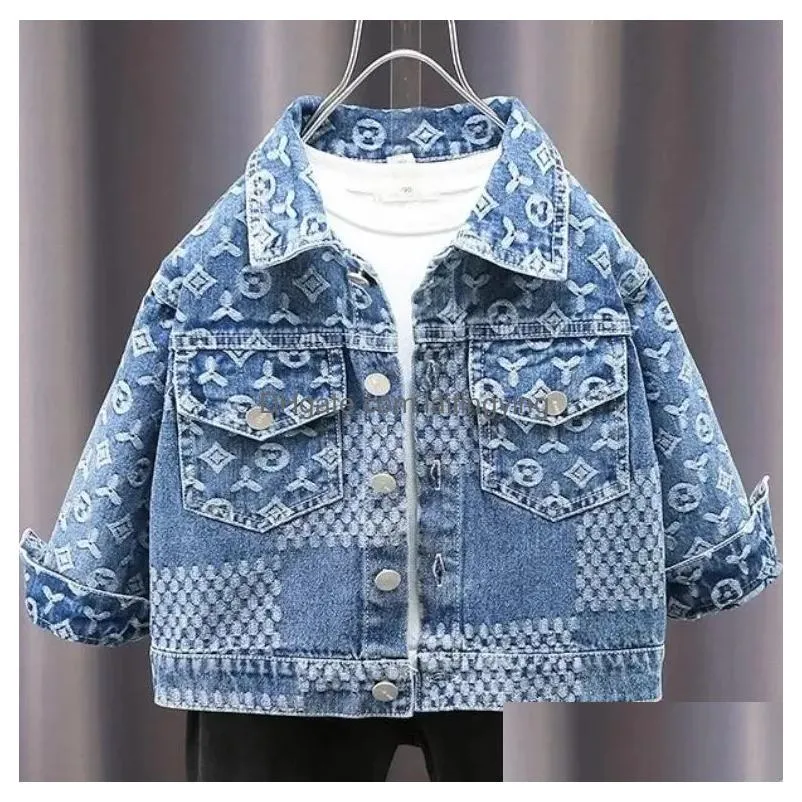 kids designer jeans jacket kid luxury blue jackets fashion baby clothes boys girls autumn winter soft denim jackets children coat esskids