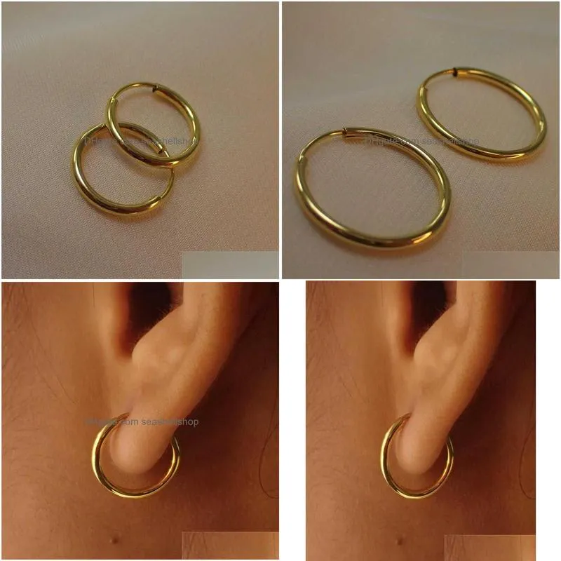 Hoop & Huggie 14K Gold Filled Hoops Earrings 20Mm 30Mm 40Mm Circle Jewelry Minimalism Brincos Vintage Pendientes Oorbellen Boho Drop Dhmno