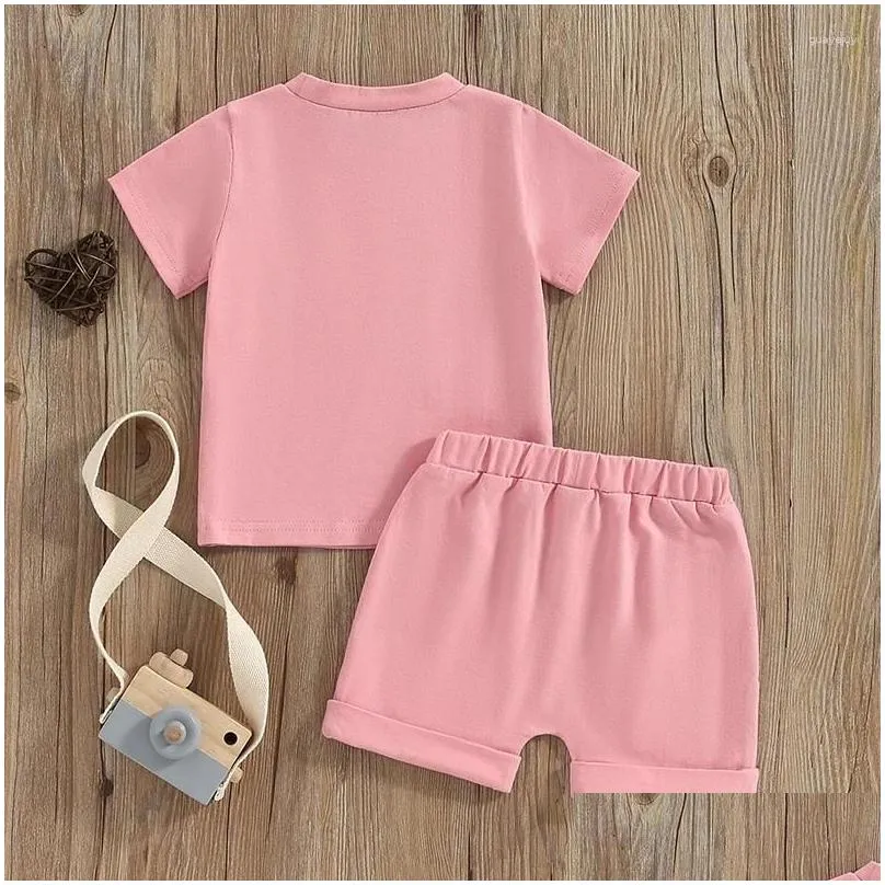 clothing sets wztyyds toddler baby girl summer clothes 6 12 18 24 months 2t 3t letter print t-shirts tops shorts 2pcs outfits