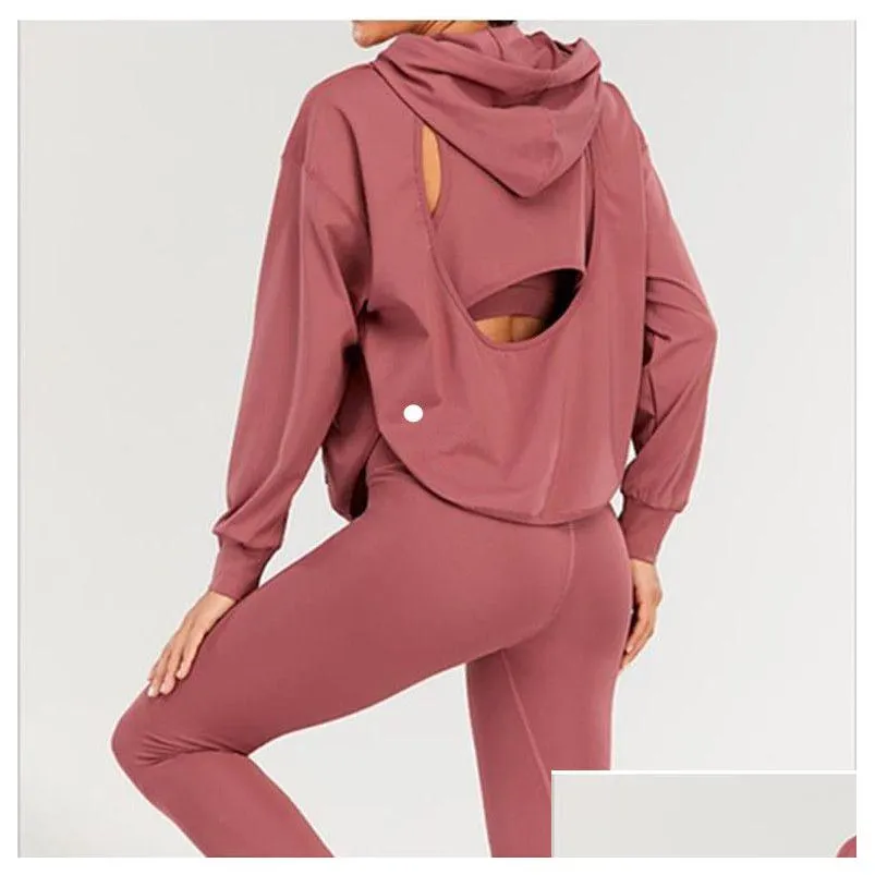 lu womens hooded jacket shrits running long sleeve women casual personality outfits autumn and winter sportswear gym fitness wear coat 7 colors
