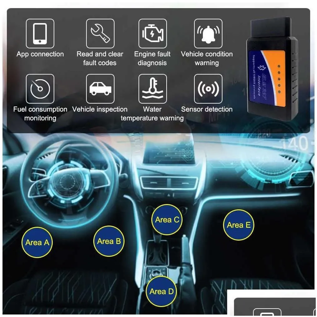 Diagnostic Tools New Obd2 Scanner Elm327 Car Detector Code Reader Tool V1.5 Wifi Bluetooth Obd 2 For Ios Android Scan Repair Drop Del Dhss0