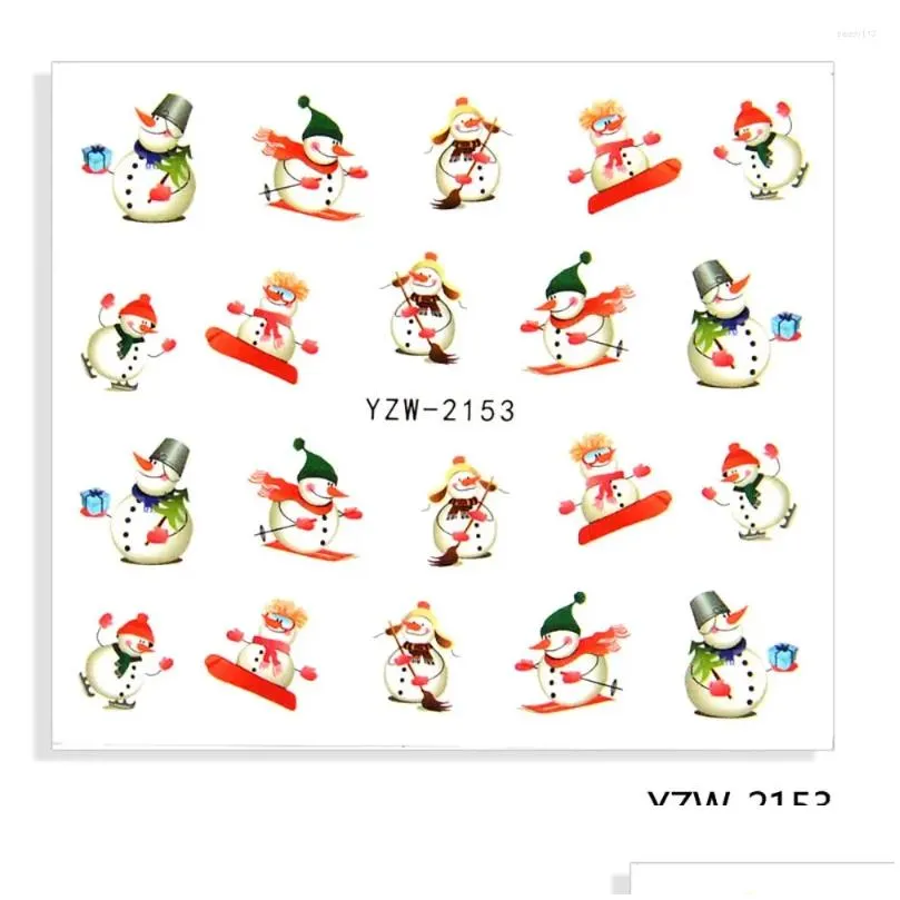 nail stickers christmas snowflake sticker diy santa watermark cartoon snowman art transfer decoration
