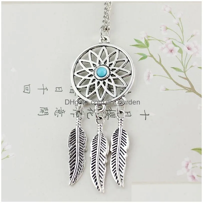 Pendant Necklaces Sale Dream Catcher Feaher Hollow Pendant Necklace For Women Adjustable Size Sier Plating Chain Trendy Jewe Dhgarden Dhvy6