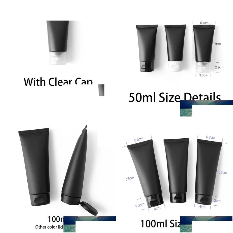 Packing Bottles Wholesale 50Ml 100Ml Matte Black Plastic Squeeze Bottle Empty Cosmetic Container Makeup Drop Delivery Office School Bu Dhvic