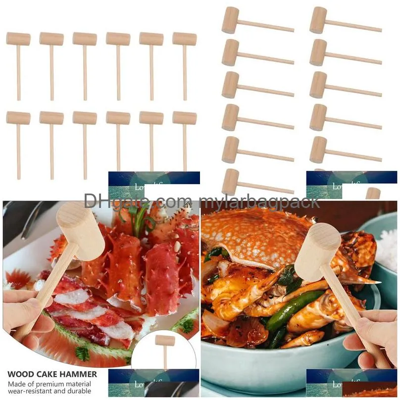 Craft Tools 15Pcs Practical Wooden Cake Hammers Mini Round Food Crab Seafood Mallets Drop Delivery Home Garden Arts, Crafts Gifts Dh68B