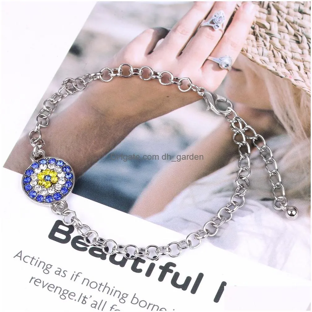 Chain Fashion Adjustable Size Round Crystal Flower Chain Bracelets For Women Young Girls Sliver Plated Bracelet Elegant Jew Dhgarden Dh47X