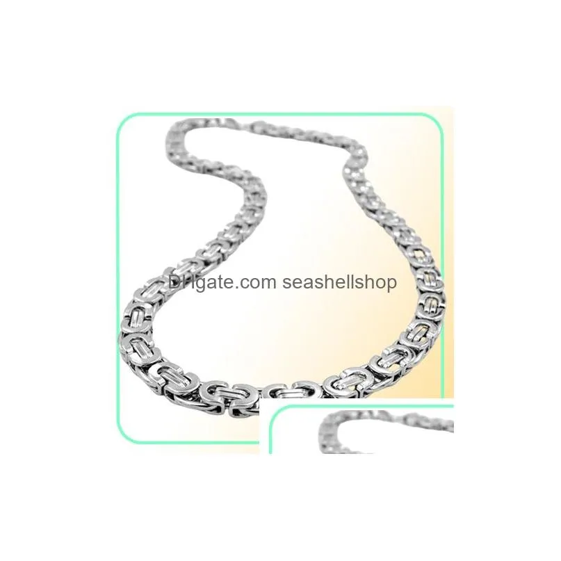 Chains Fashion Thick Sier Necklaces Stainless Steel Necklace Uni Byzantine Link Chain Men Women Coarse Drop Delivery Jewelry Necklaces Dhts5