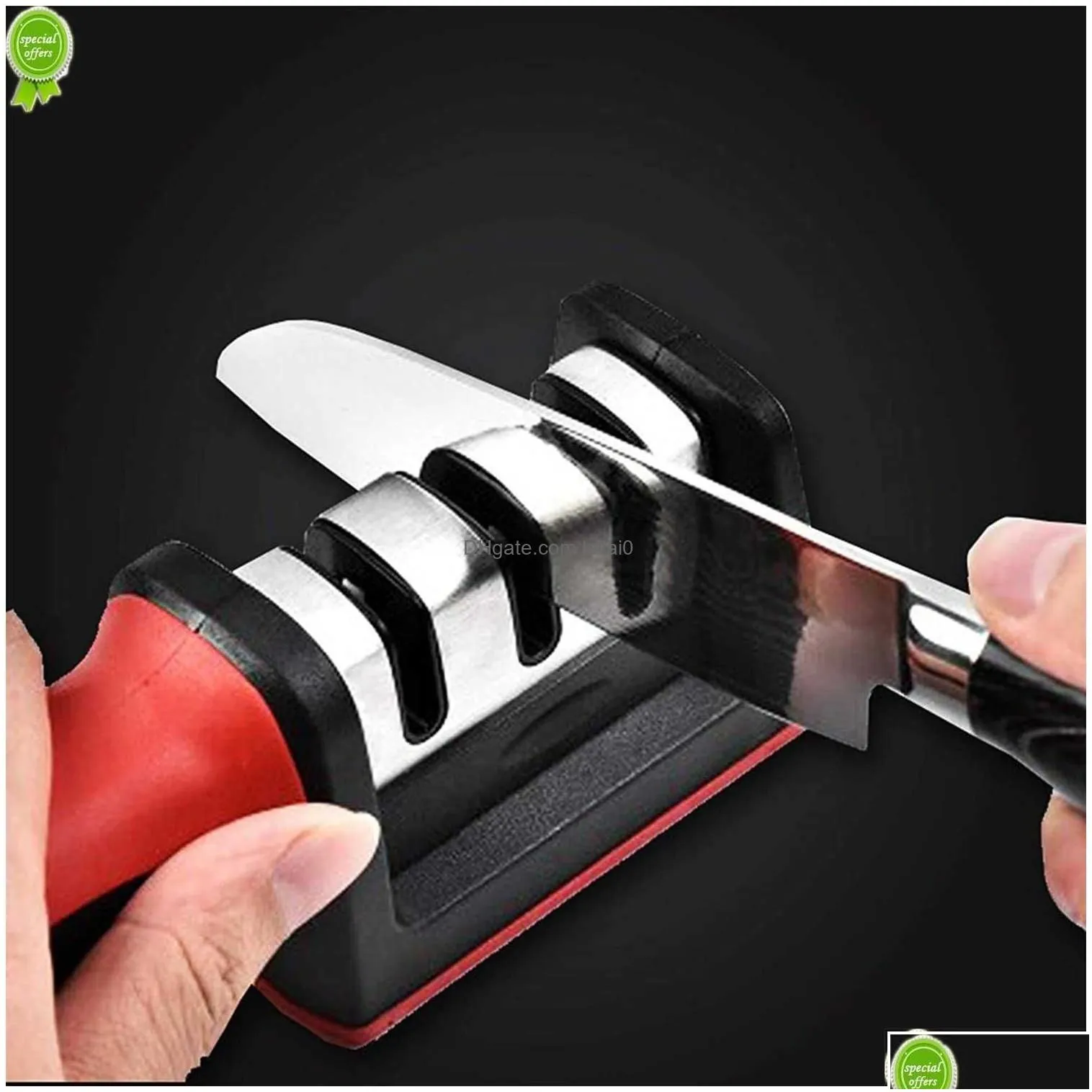 DHgate.com:3-Segment Kitchen Knife Sharpener, Black Handheld Three ...