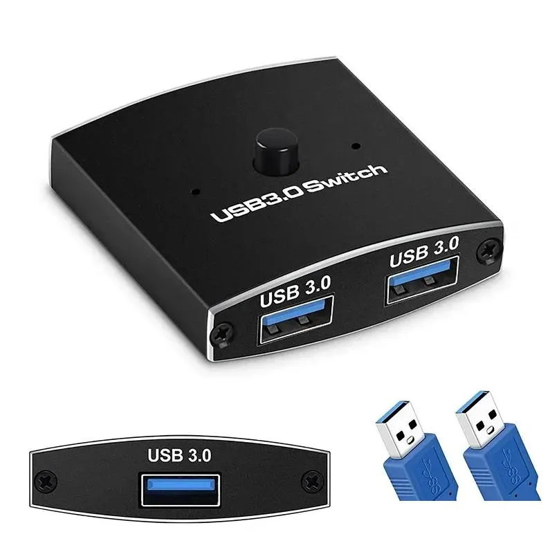 1pc usb 3.0 switch selector 5gbps 2 in 1 out two-way sharer voor printer keyboard mouse share