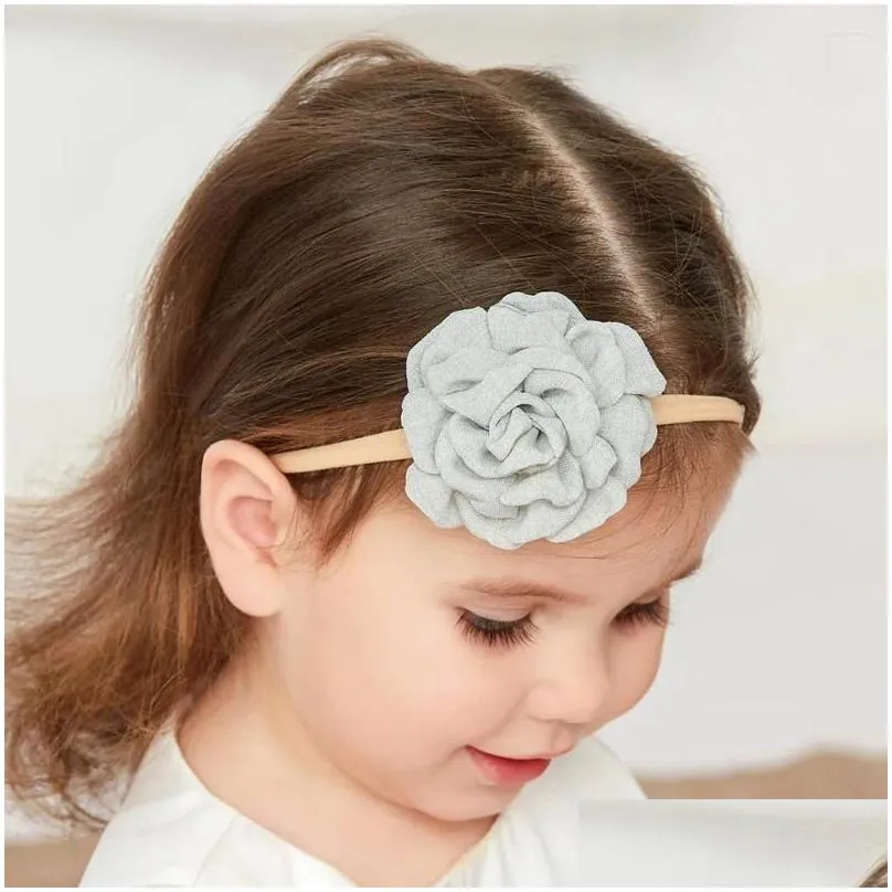 hair accessories baby girls lace flower nylon headband kids satin band born elastic turbans headwraps girl`s