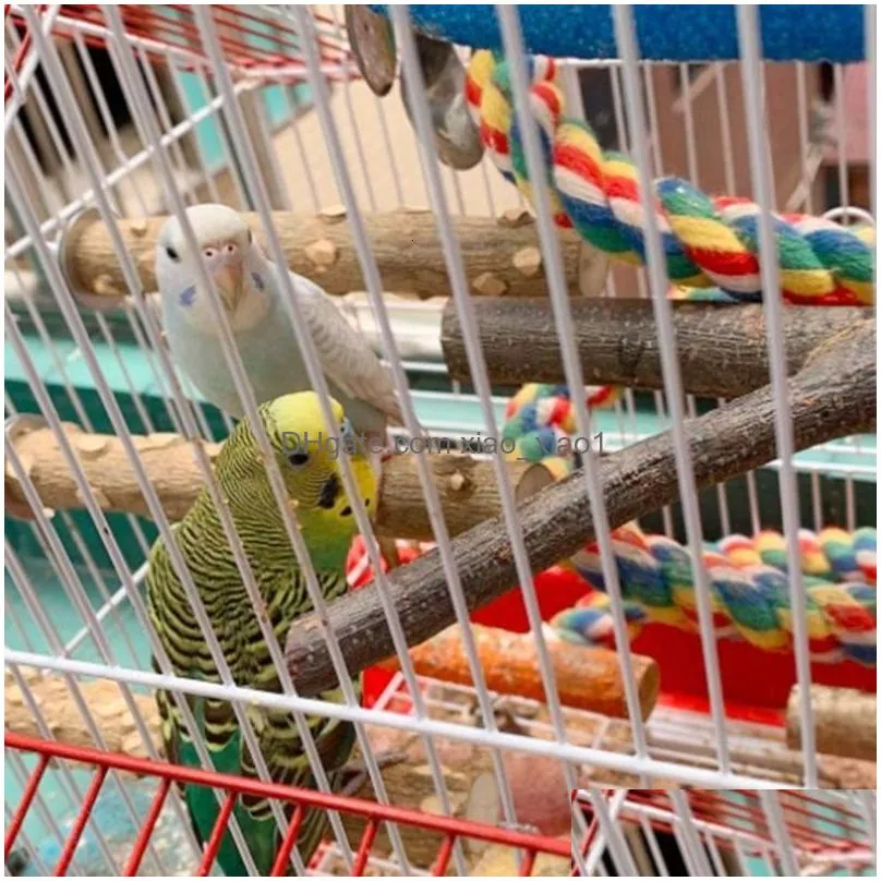 other bird supplies 4pcs parrot perch chew bite toys claw grinding prickly wood training play stand platform cage accessories 230925