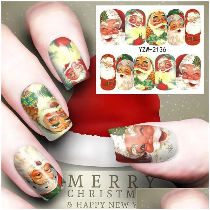 nail stickers christmas snowflake sticker diy santa watermark cartoon snowman art transfer decoration