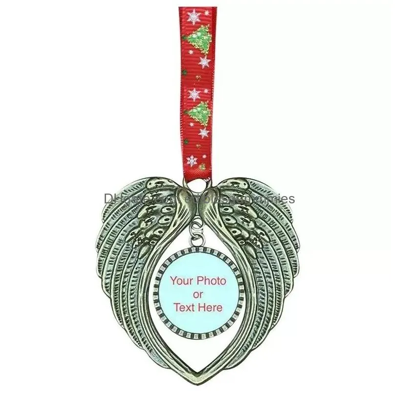christmas decoration sublimation blanks angel wings shape pendent transfer printing xmas diy consumables supplies