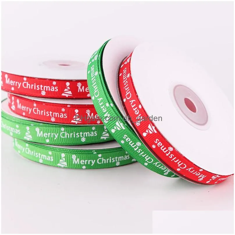Cord & Wire Red Green Silk Satin Ribbon 1Cm Doublesided Ribbed Merry Christmas Party Decoration Gift Wrap New Year Diy Bags Dhgarden Dhdhc