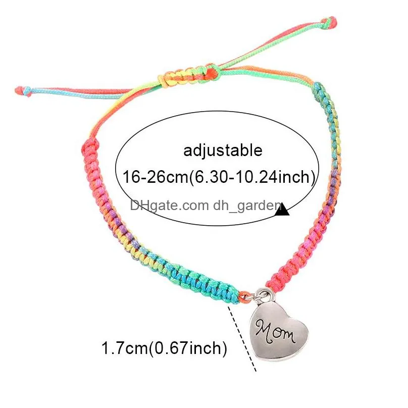 Chain New Arrival Handmade Heart Mom Charm Bracelets Colorf String Woven Bracelet For Fashion I Love You Lucky Jewelry Drop Dhgarden Dhpyu