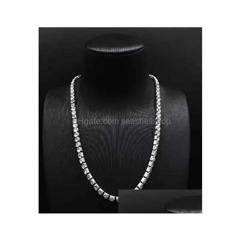 Tennis, Graduated Necklace Designer Graduated Tennis Necklaces Single Ice Chain Crystal Luxury Diamond Jewelry Titanium Steel European Dhuvu