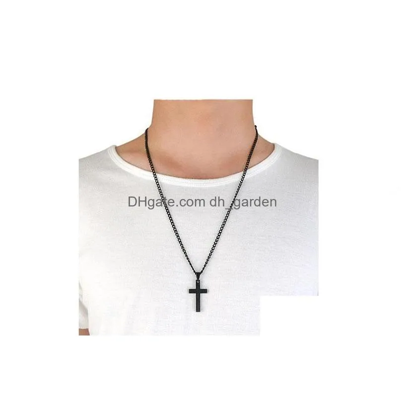 Pendant Necklaces Christian Pray Jesus Charm Cross Necklaces Pendants For Men Women Gifts Fashion Stainless Steel Jewelry Bl Dhgarden Dhg0K