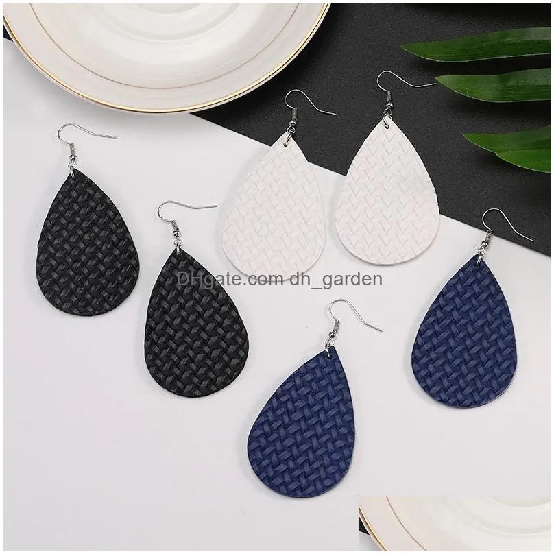 Dangle & Chandelier Pu Leather Teardrop Statement Earrings For Women Girl Double Side Drop Dangle Fashion Designer Jewelry Dhgarden Dhxhp