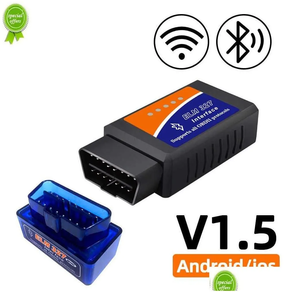 Diagnostic Tools New Obd2 Scanner Elm327 Car Detector Code Reader Tool V1.5 Wifi Bluetooth Obd 2 For Ios Android Scan Repair Drop Del Dhss0