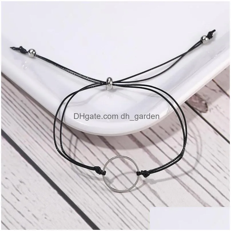 Chain Stainless Steel Round Cross Moon Star Oval Square Friendship Pendant Bracelets For Women Men Handmade Rope Bracelet W Dhgarden Dhksb