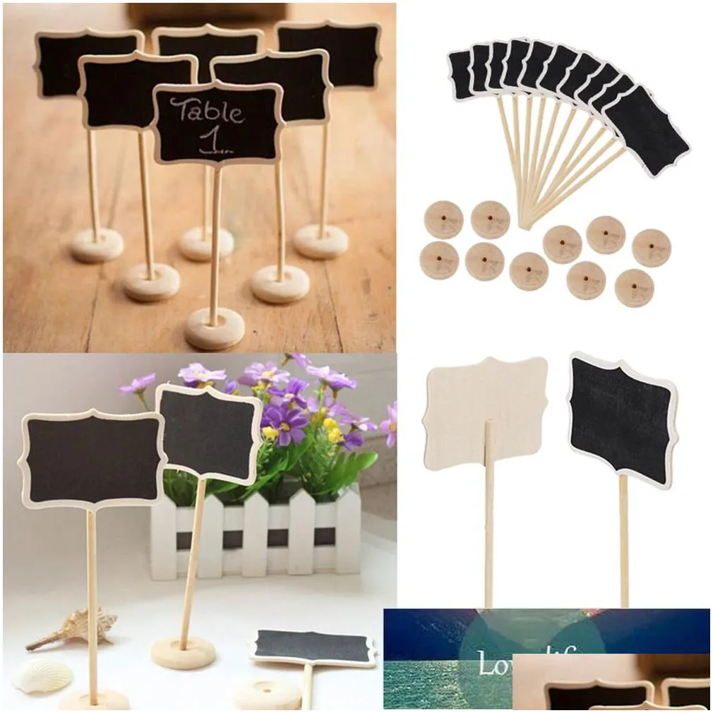 Blackboards Wholesale 1Pcsclassic Mini Blackboard Clip On Mes Wooden Small Chalkboard For Wedding Party Buffets Drop Delivery Office S Dhvxp