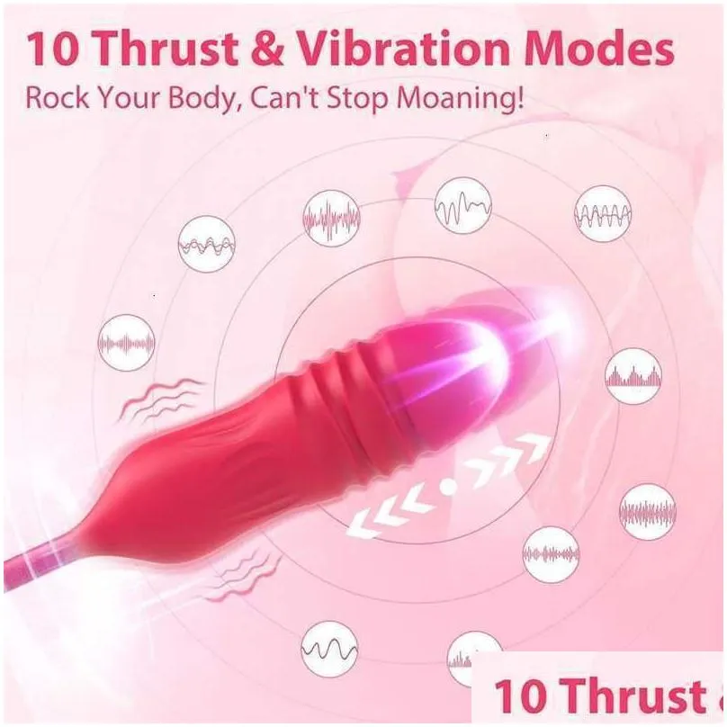 Leg Massagers Toy Masr Adt Rose Vibrator Female Oral Tongue Licking Clitoris Clit Stimator Thrusting Vibrating Love Egg Dildo Adts For Dhu1T