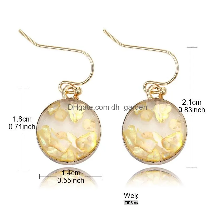 Dangle & Chandelier Fashion Unique Design Resin Stone Dangle Earring For Women Girls Colorf Shell Paper Sequins Round Gold Dhgarden Dhfrs