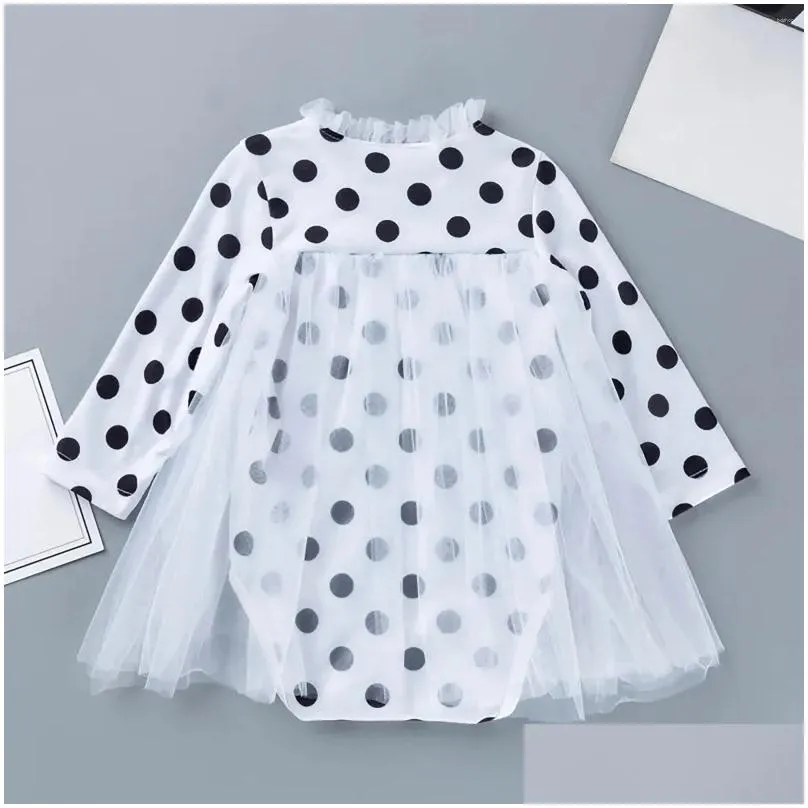 hair accessories girl summer dress climbing skirt polka dot print crew neck long sleeve bow gender neutral baby clothes simple