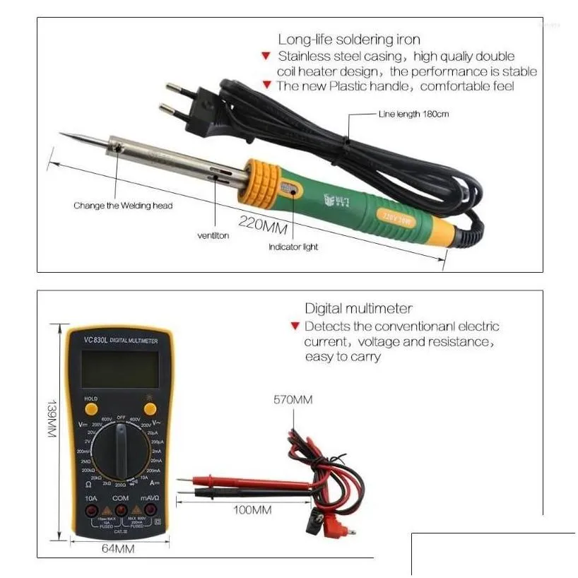 Professional Hand Tool Sets 16 In 1 Household With Screwdrivers Soldering Iron Mtimeter And Tweezers For Phone Laptop Pc Repair Drop Dhxjh