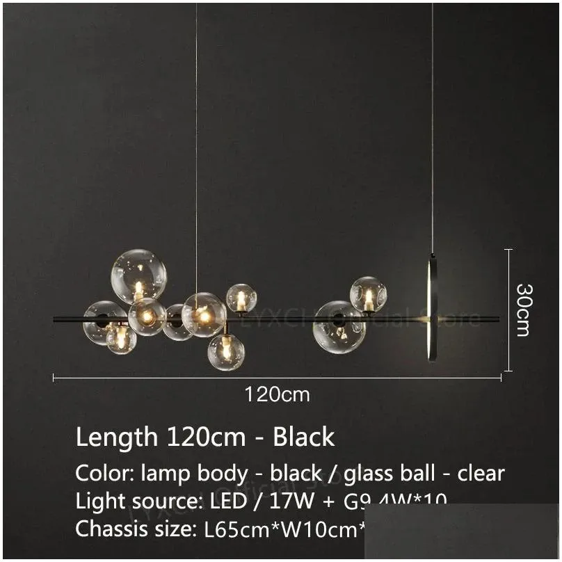 Chandeliers Modern Led Novelty Glass Bubble Chandelier Nordic Dining Room Lamp Office Lighting Kitchen Island Home Decoration Hanging Dhuyf