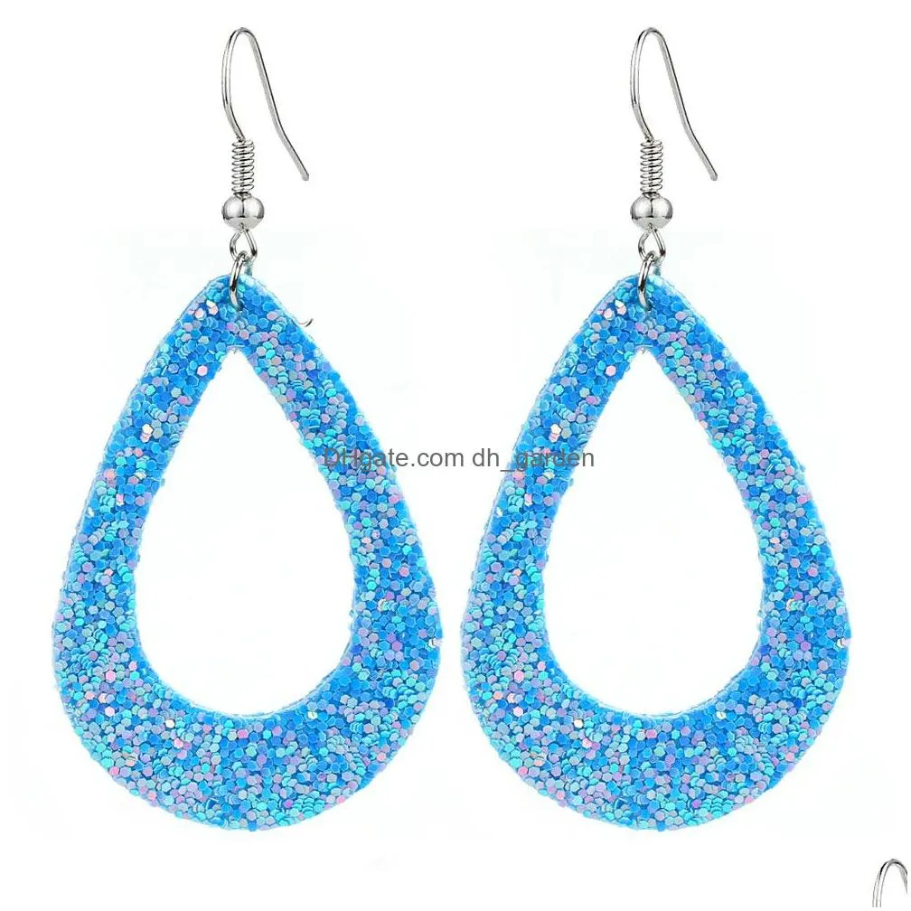 Dangle & Chandelier New 18 Colors Classic Glitter Teardrop Pu Leather Earrings For Women Personalized Jewelry Big Long Stat Dhgarden Dhygn