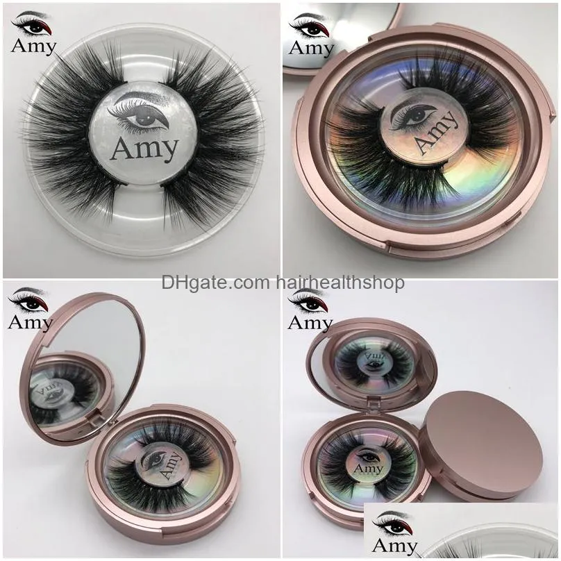 False Eyelashes 3D Mink Reusable False Eyelashes Rose Gold Glitter Round Packaging 100% Real Siberian Lashes Make Up Tools Custom Logo Dhn2Q