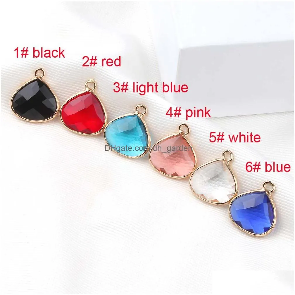 Charms Gold Plating Copper Edge Waterdrop Charm Pendant For Necklace Bracelet Six Color Glass Diy Jewelry Making Drop Delive Dhgarden Dhhm7