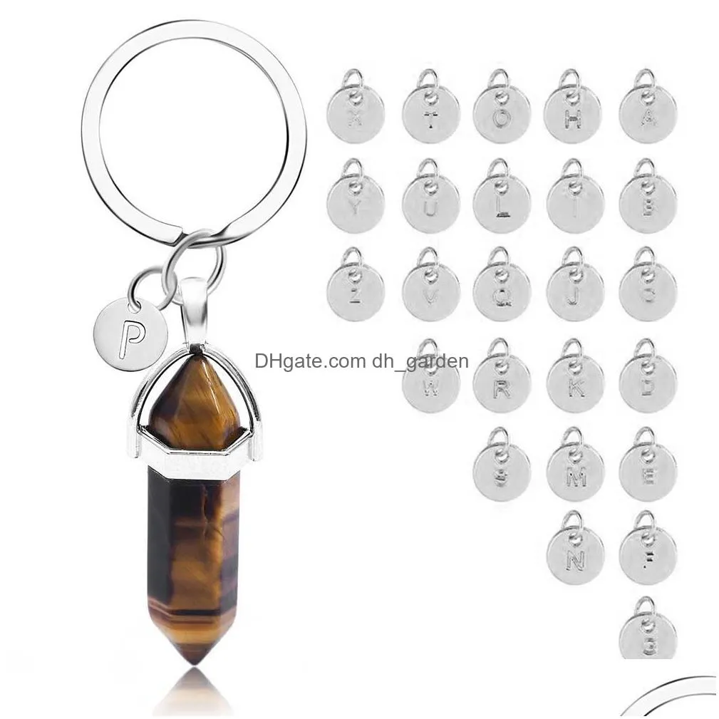 Key Rings Nature Stone Pendant Keyring For Women Men 26 Initial Letter Keychain Healing Crystal Keyholder Fashion Jewelry D Dhgarden Dhg3K