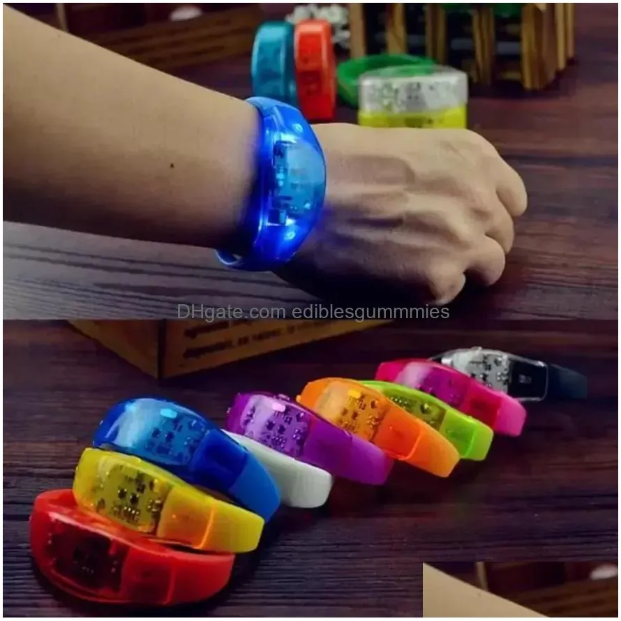 party favors silicone sound controlled led light bracelet activated glow flash bangle wristband gift wedding halloween christmas2.3