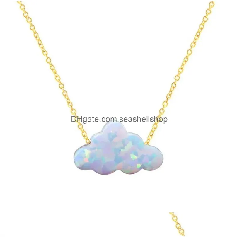 Chokers Design Cloud Shape Opal Handmade Necklace For Women With Stainless Steel Chain Birthday Gift Jewelry16772538 Drop Delivery Dhu9S